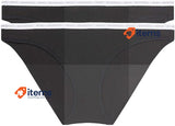 Calvin Klein Women's BIKINI 2PK Soft Cup Bikini Bottoms, Black M
