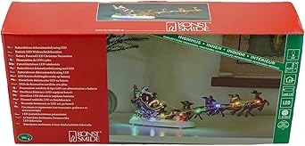 Konstsmide LED Christmas Scene : Santa in Sleigh with Flying Reindeer : Battery