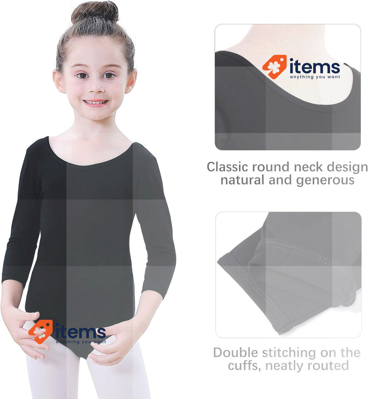 Soudittur Girls Ballet 3/4 Sleeve Short Gymnastics Leotards Costume 115 - 125 Cm