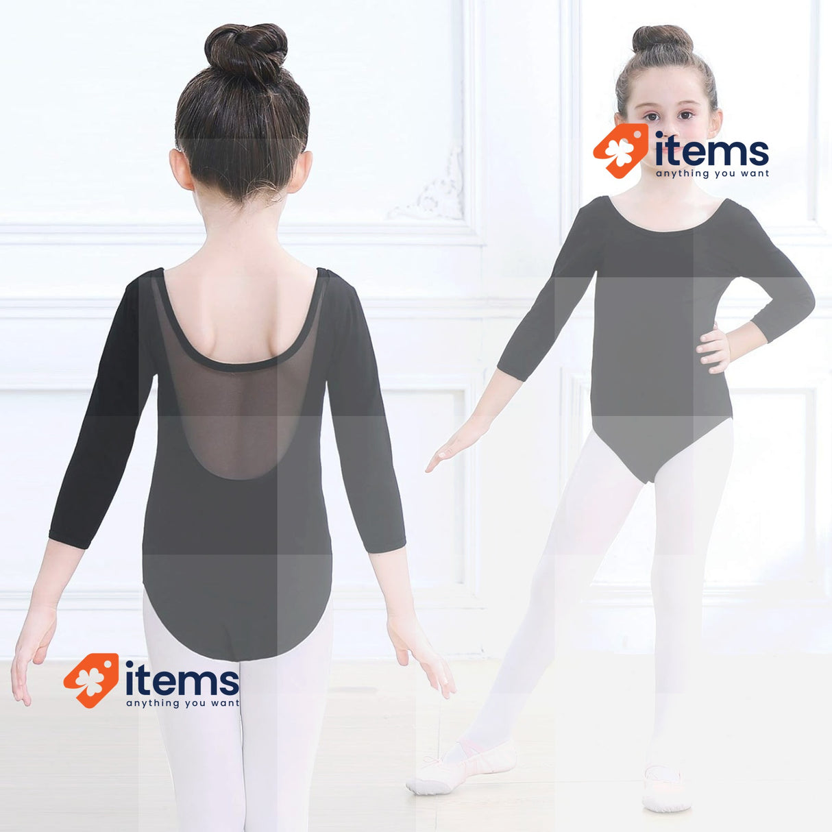 Soudittur Girls Ballet 3/4 Sleeve Short Gymnastics Leotards Costume 115 - 125 Cm