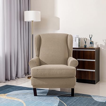 E EBETA Jacquard armchair cover with elastic stretch Sand