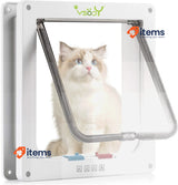 Ycozy Large Cat Flap Outer Size 11 x 9.8, 4-Way Locking Indoor Cat Door, White