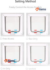 Ycozy Large Cat Flap Outer Size 11 x 9.8, 4-Way Locking Indoor Cat Door, White