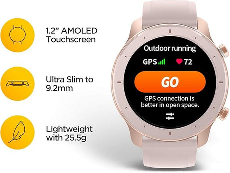 Amazfit Smartwatch GTR 42mm 1.2” Touch Control Color Display Pink