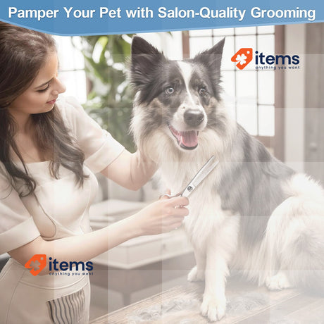 Gimars 4CR 6-in-1 Dog Grooming Scissors, Stainless Steel Dog Scissors Safety