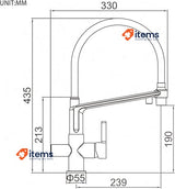 Grifema G4010-2 Dover, 3 Way Kitchen Tap For Filter Water Purifier Silver