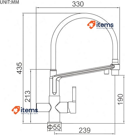 Grifema G4010-2 Dover, 3 Way Kitchen Tap For Filter Water Purifier Silver