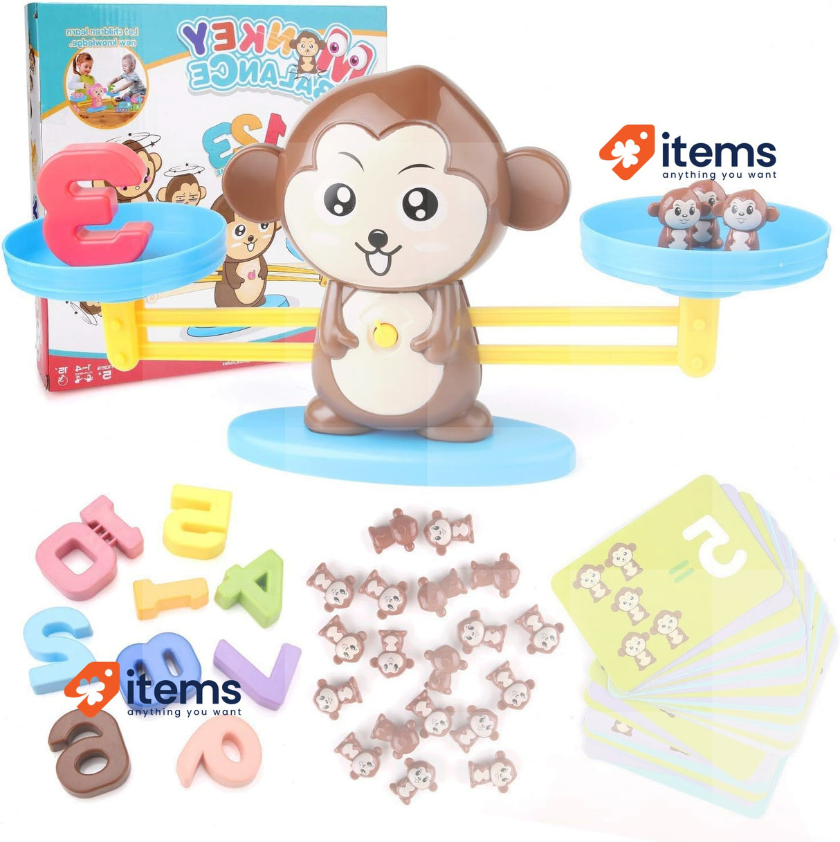 BBLIKE Math Toy 65 Pieces Monkey Balance Cards Digital Block Educational Game