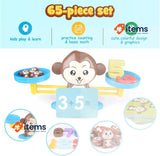 BBLIKE Math Toy 65 Pieces Monkey Balance Cards Digital Block Educational Game