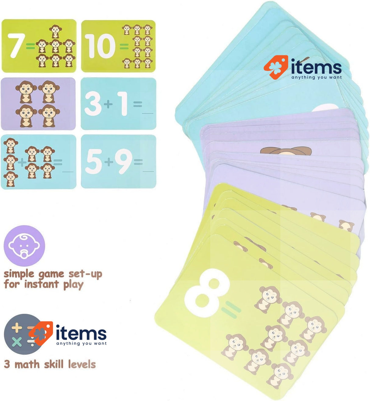 BBLIKE Math Toy 65 Pieces Monkey Balance Cards Digital Block Educational Game