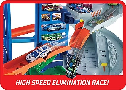 Hot Wheels Toy Car Track Set City Ultimate Garage Moving T-Rex Dinosaur