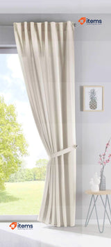 Gardinenbox Cationic Jena Curtain Sand Box Hidden Loops Opaque Linen Look Tape
