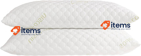 Todocama - 2 Pack Aloe Vera viscoelastic Pillow Thermoregulating Medium-firm
