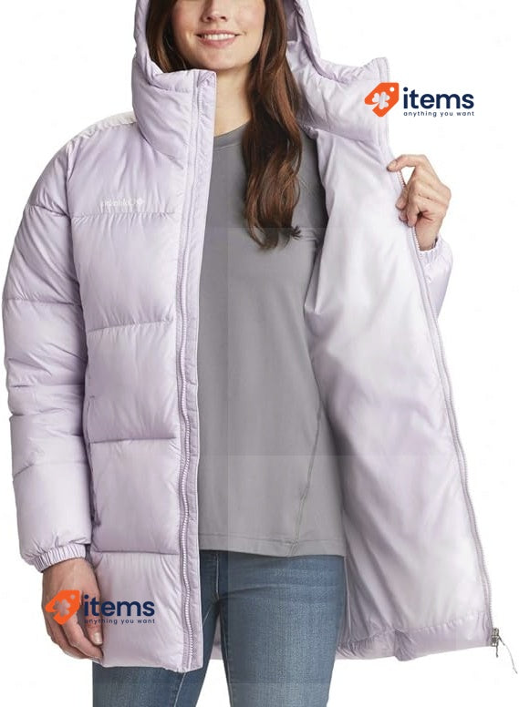 Columbia Women s Puffect Mid Hooded Jacket, Purple, Size M Columbia Women's