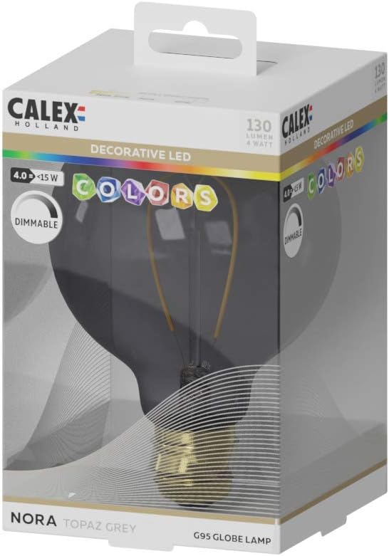 Calex 4W Dimmable LED Glass Lamp 2200K E27 Energy Saving - Topaz Grey