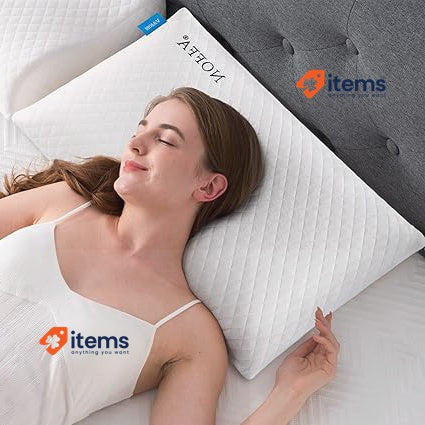 NOFFA Thin Memory Foam Pillow for Adults Kids 2.4” Slim Flat for Sleeping