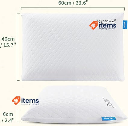 NOFFA Thin Memory Foam Pillow for Adults Kids 2.4” Slim Flat for Sleeping