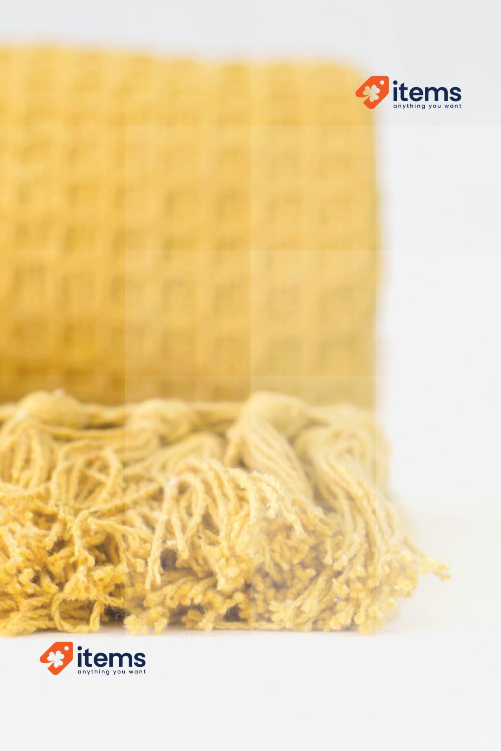 Emma Barclay Recycled Cotton Waffle Throw Over Blanket Ochre Yellow 178x254cm