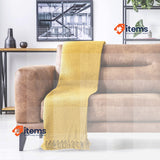 Emma Barclay Recycled Cotton Waffle Throw Over Blanket Ochre Yellow 178x254cm