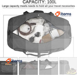 NEWHEY Foldable Travel Duffle Bags for Men Weekend  Bag Sports Black-100l