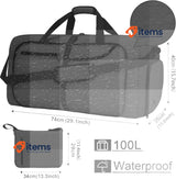NEWHEY Foldable Travel Duffle Bags for Men Weekend  Bag Sports Black-100l