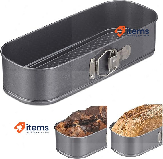 Relaxdays Springform Cake Pan, Long, Nonstick, Flat, Tea Bread,Baking Tin
