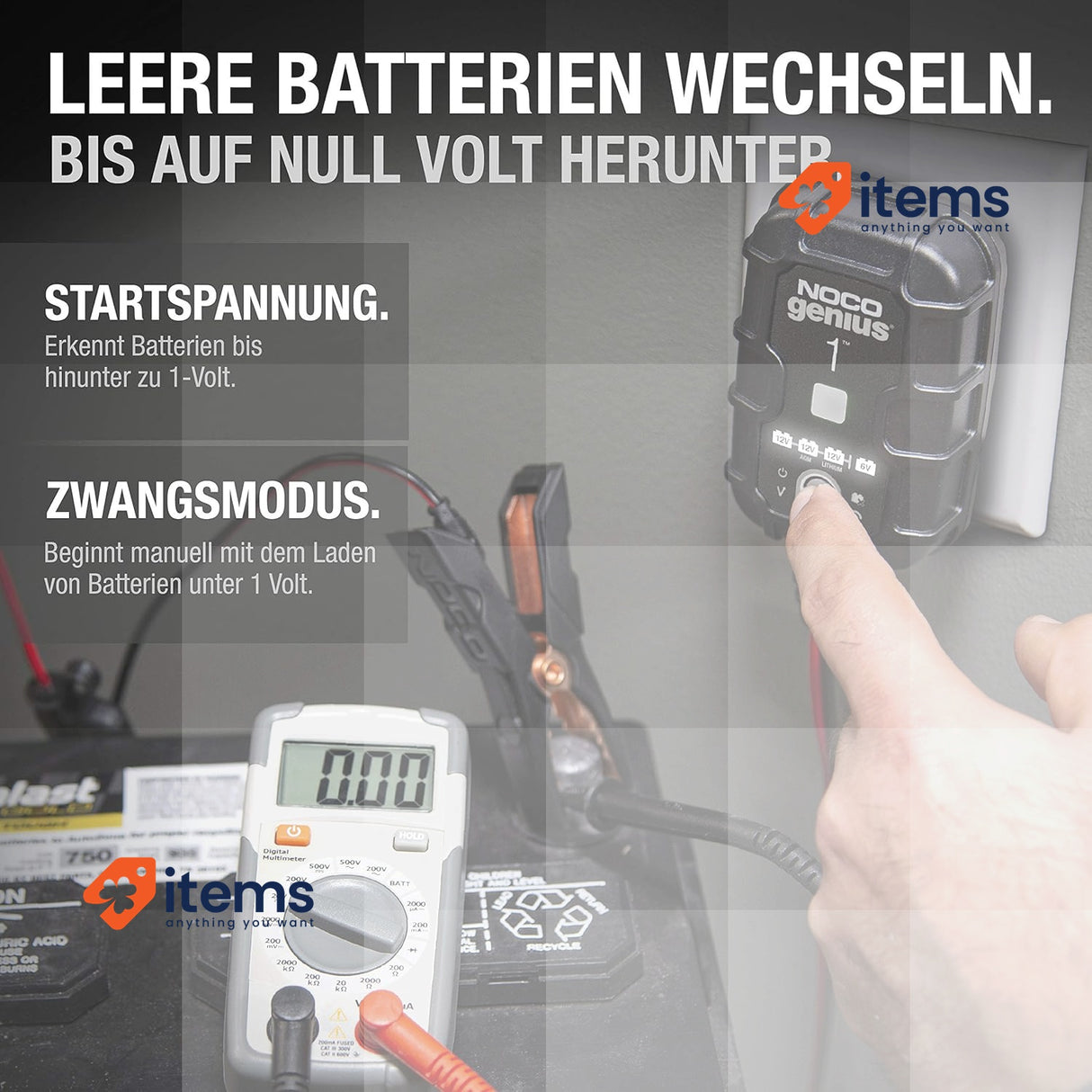 Noco Genius1 Fully Automatic Intelligent Charger with 1 A Charging Power