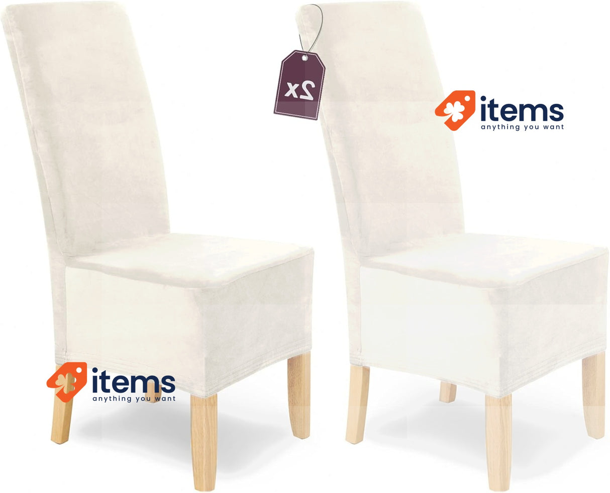 SCHEFFLER Chair Covers Stretch/Elastic "Puma Velvet" Set of 2 Off-White Covers