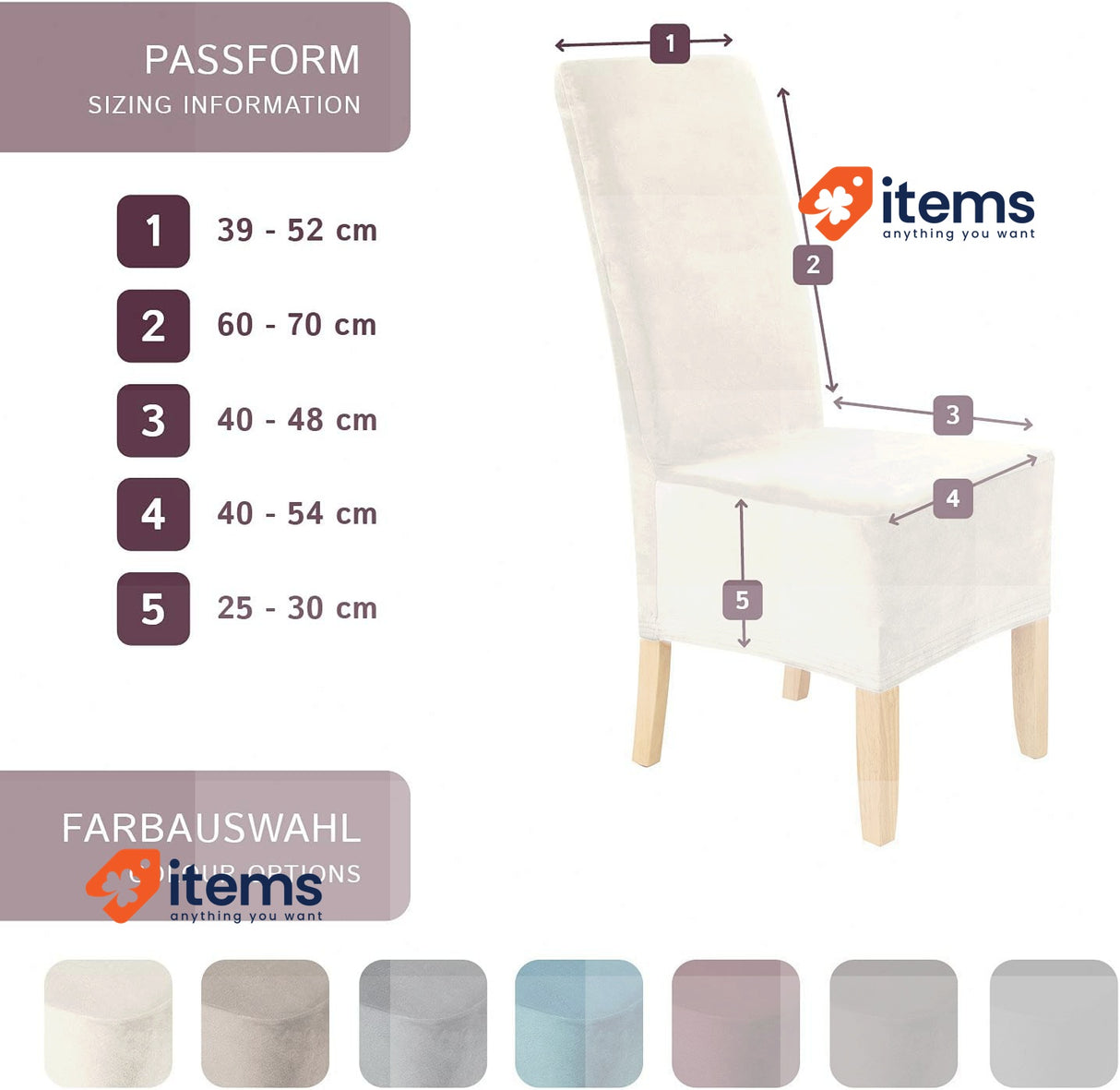SCHEFFLER Chair Covers Stretch/Elastic "Puma Velvet" Set of 2 Off-White Covers