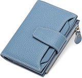 SENDEFN Women's RFID Blocking Leather Small Compact Bi-fold Blue