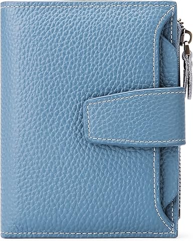 SENDEFN Women's RFID Blocking Leather Small Compact Bi-fold Blue