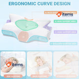 Elviros Cervical Memory Foam Pillow for Neck Pain Orthopedic Neck Pillow, White