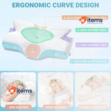 Elviros Cervical Memory Foam Pillow for Neck Pain Orthopedic Neck Pillow, White