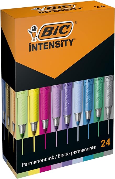 Bic Marking Permanent Markers - Assorted Intense/Pastel/Metallic Box of 24