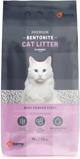 by Amazon Bentonite Premium Cat Litter Baby Powder Scent, 10L/7.5 KG Previously