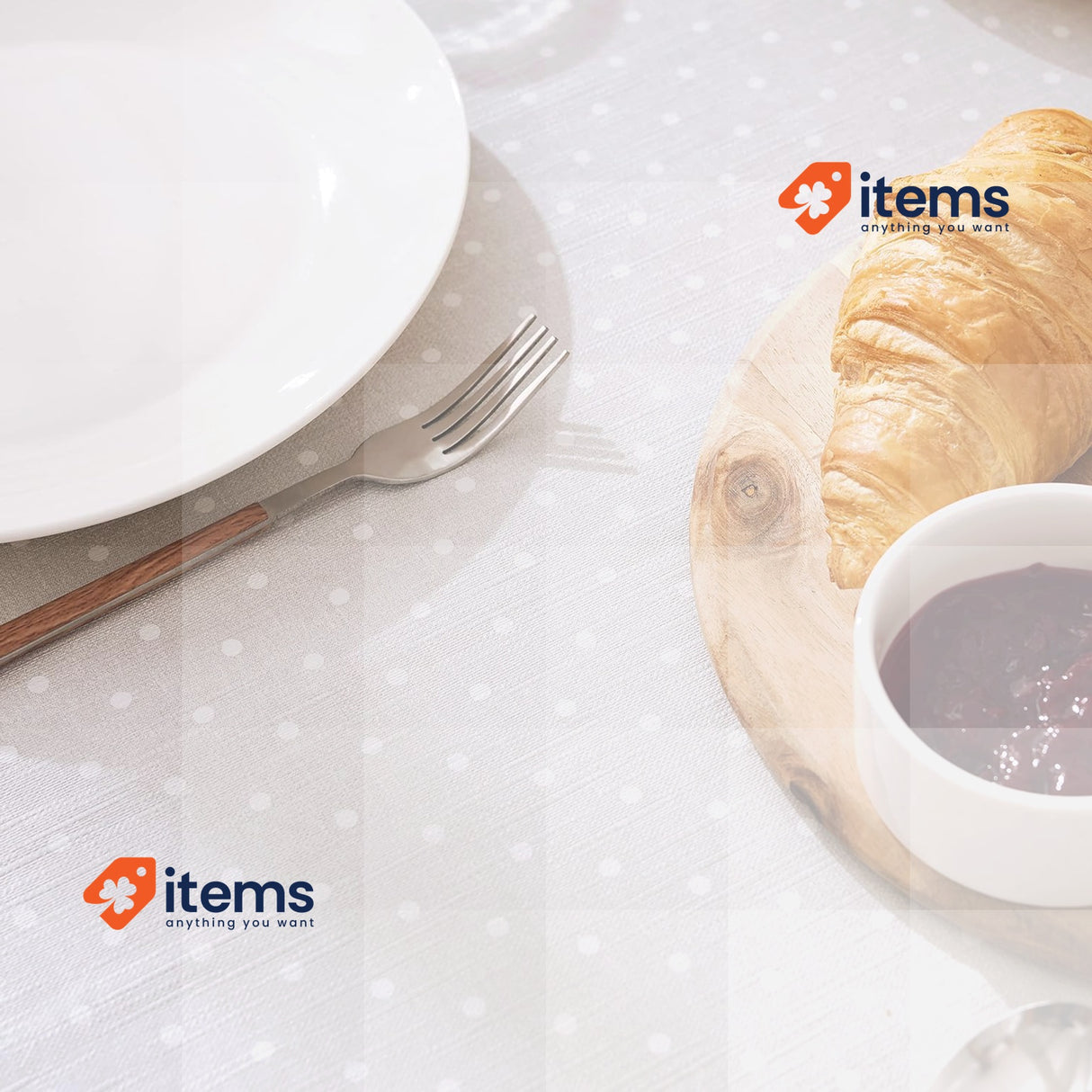 KP HOME Large Grey With White Polkadot PVC Wipe Clean Tablecloth - 250 x 140 cm