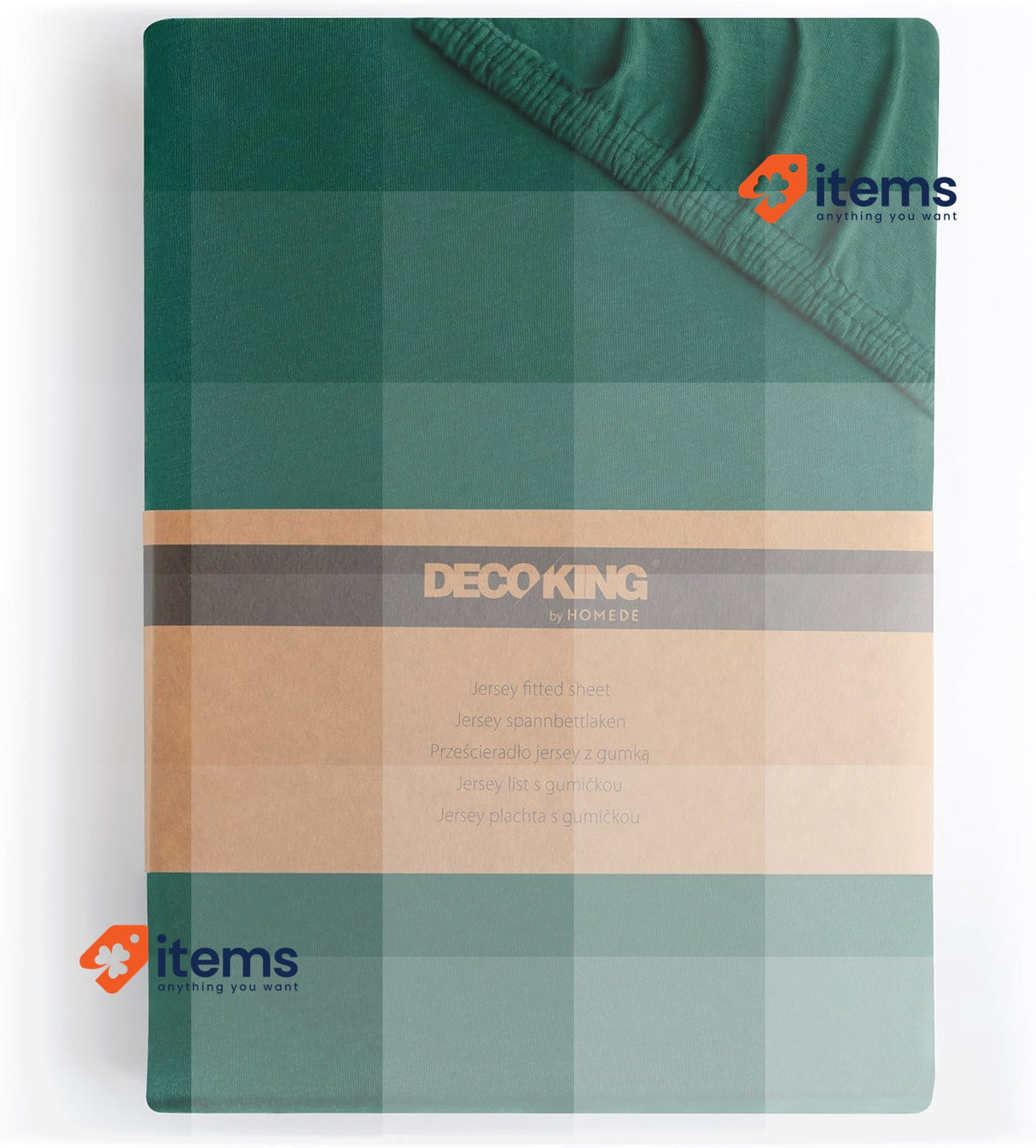 DecoKing Fitted Sheet 200 x 200cm 100%, Cotton Soft Fitted Sheet Green Amber