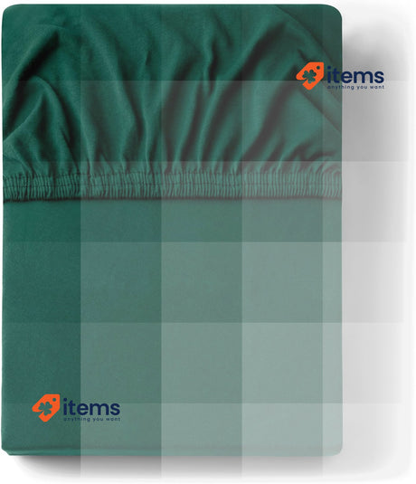 DecoKing Fitted Sheet 200 x 200cm 100%, Cotton Soft Fitted Sheet Green Amber