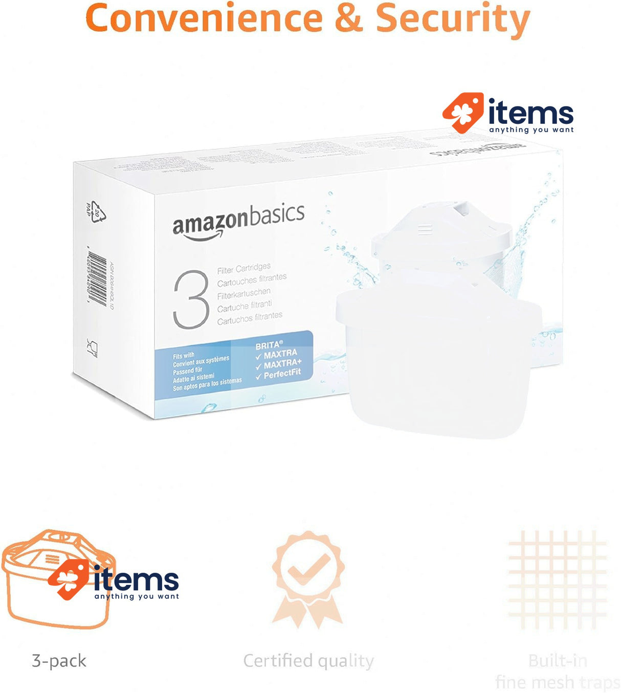 Amazon Basics Water Filter Cartridges, Fits And Compatible With All BRITA Jugs
