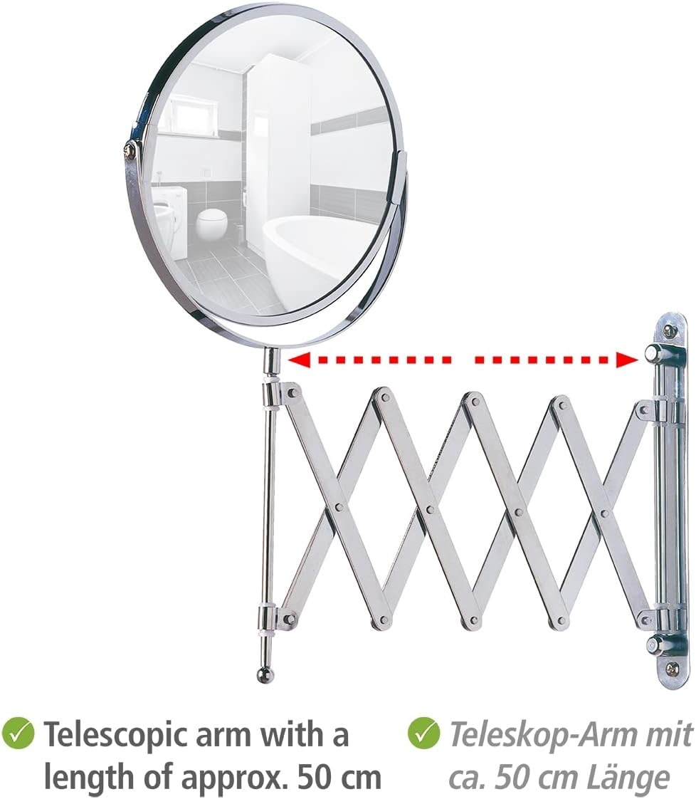 WENKO Wall-mounted cosmetic mirror Telescope Exclusive Chrome