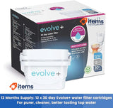 Aqua Optima Evolve+ 30 Day Water Filter Cartridge, 12 Pack. EPS212 White