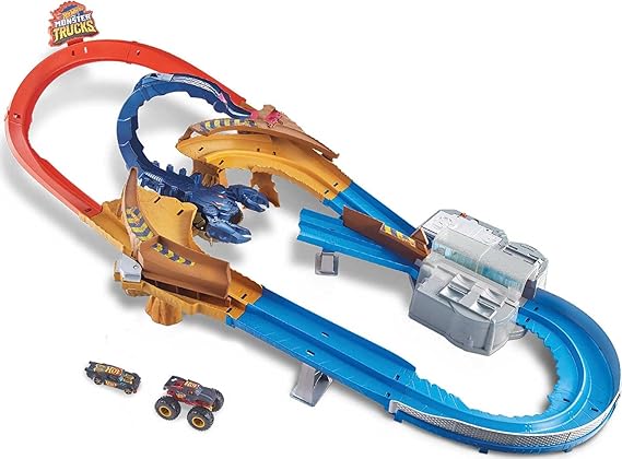 Hot Wheels Monster Trucks Scorpion Sting Raceway Track Set Boosted Race Track