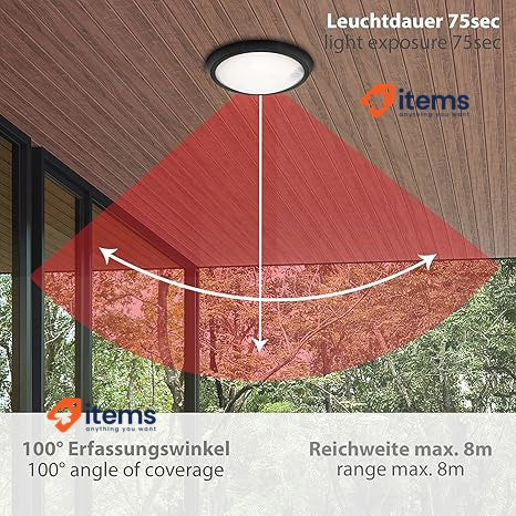 Briloner Leuchten LED Outdoor Light Outdoor Wall Light, Motion Sensor, Black