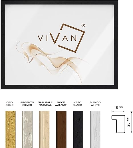 VIVAN Frame Pane, Wood, Gold, Image Format A3