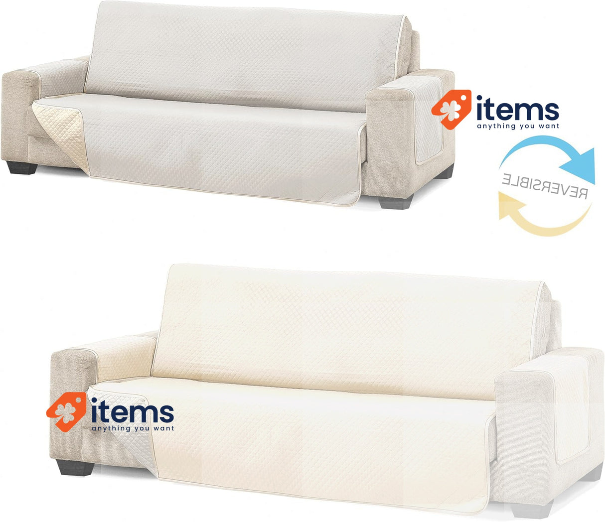 Martina Home Diamond 4 Seater Sofa Cover Polyester Linen, Beige/Linen 4-Seater