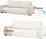 Martina Home Diamond 4 Seater Sofa Cover Polyester Linen, Beige/Linen 4-Seater