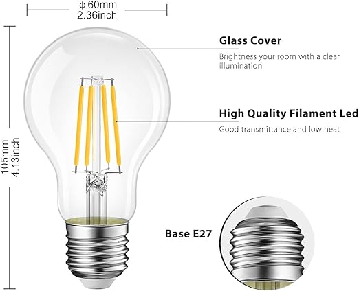 LVWIT 11W Filament LED Bulb E27 A601521LM 2700K Warm White Set Of 5