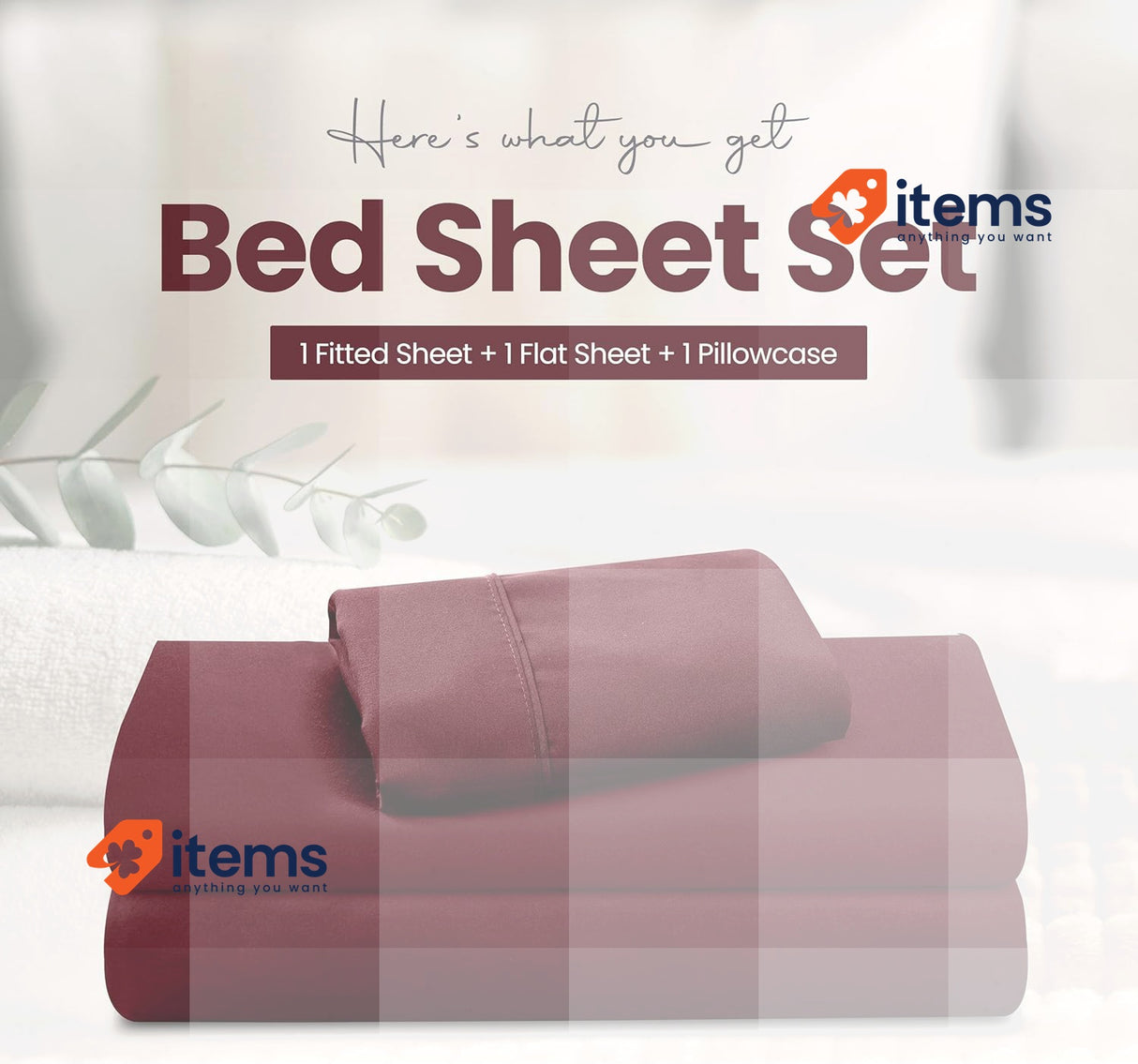 Utopia Bedding 4-Piece Bed Sheet Set 180 x 200 cm Burgundy Red 1 Flat, 1 Fitted