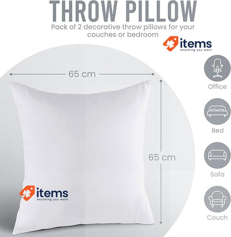 Utopia Bedding Cushion Inserts (Pack of 2) – 65x65 cm White Cushion Fillers 65cm
