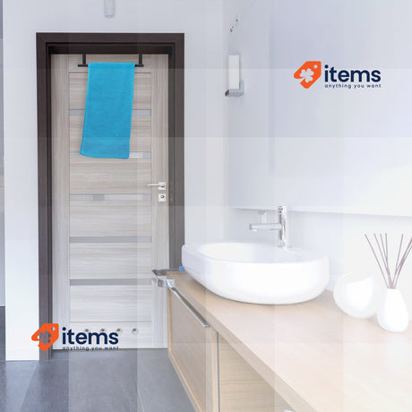 Relaxdays Towel Holder Stainless Black Doors Closet Hanging Steel Rail Drilling